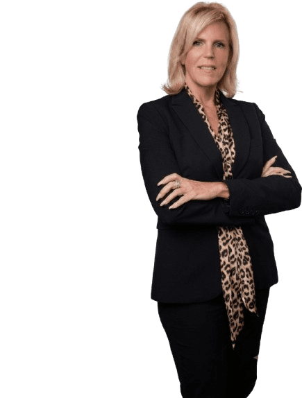 Professional woman wearing blazer and leopard scarf